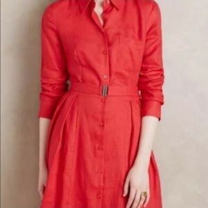 ❤️ Anthropologie Red Linen Dress by HD in Paris